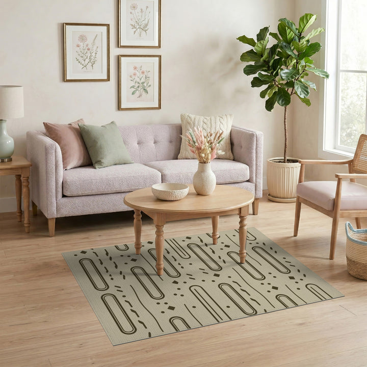 Beige Geometric Modern Area Rug