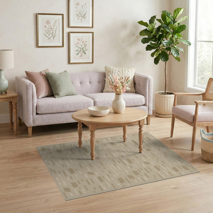 Abstract Area Beige and Neutral Beige Abstract Area Rug