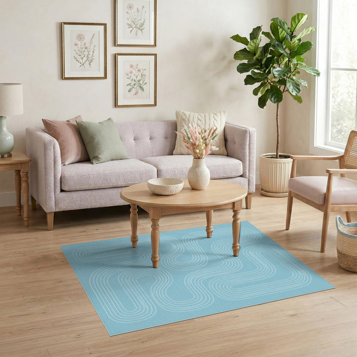 Blue Wave Abstract Area Rug