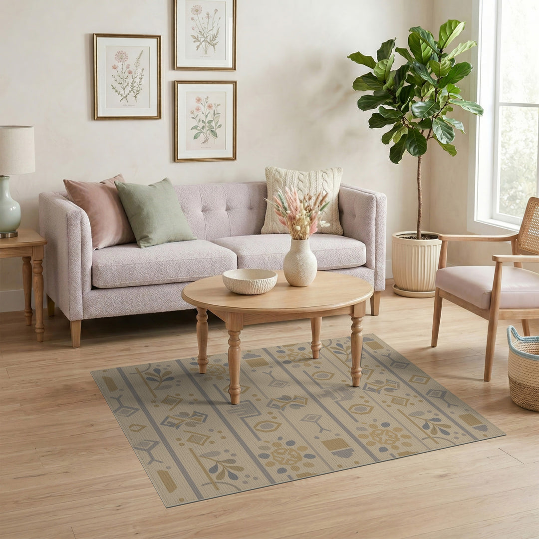 Beige Geometric Area Rug