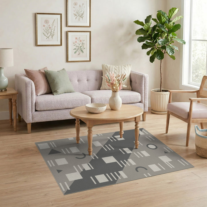 Grey Geometric Modern Area Rug