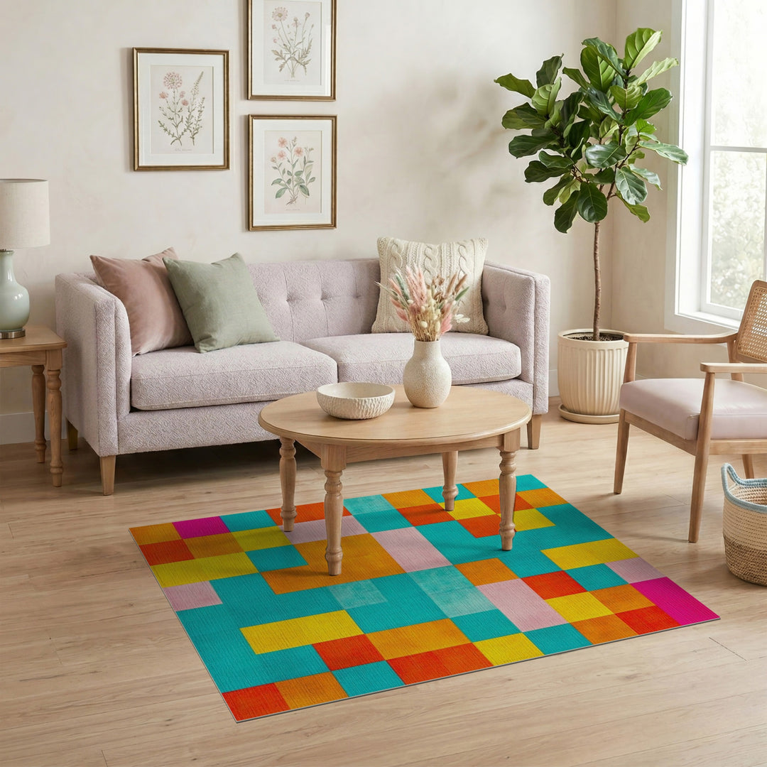 Vibrant Geometric Multi-Color Area Rug