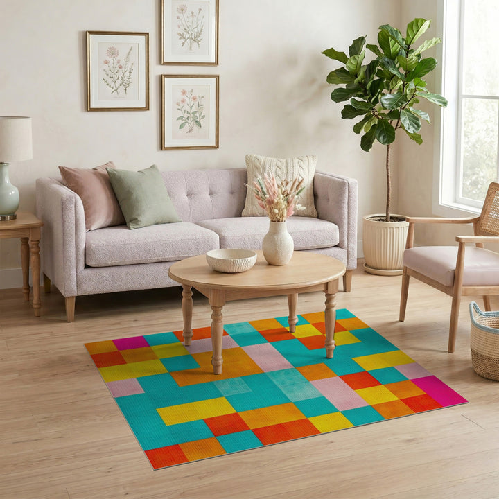 Vibrant Geometric Multi-Color Area Rug