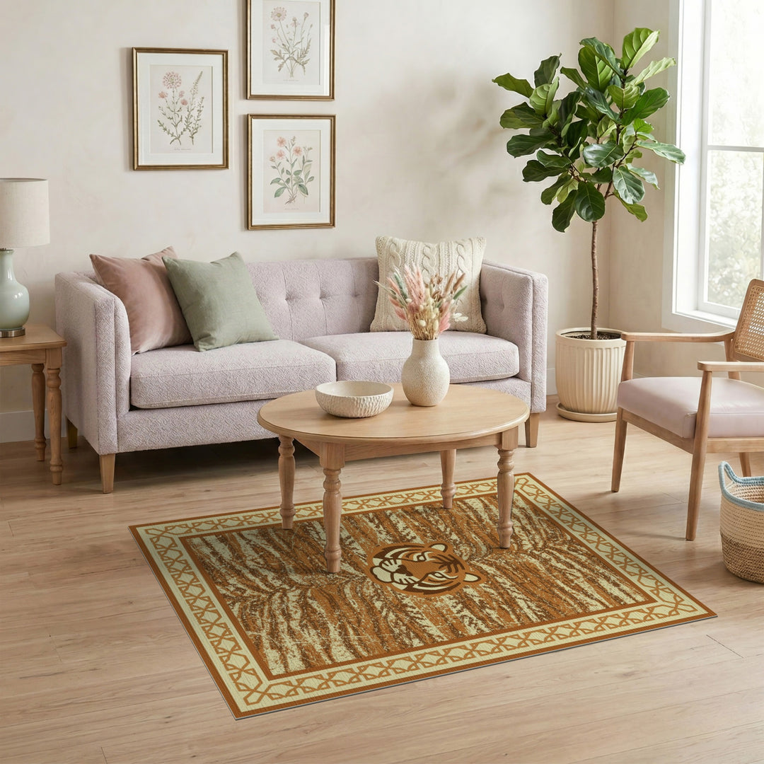 Distressed Tiger Stripe Area Rug