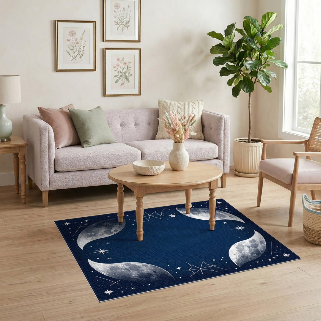Crescent Moons Celestial Area Rug