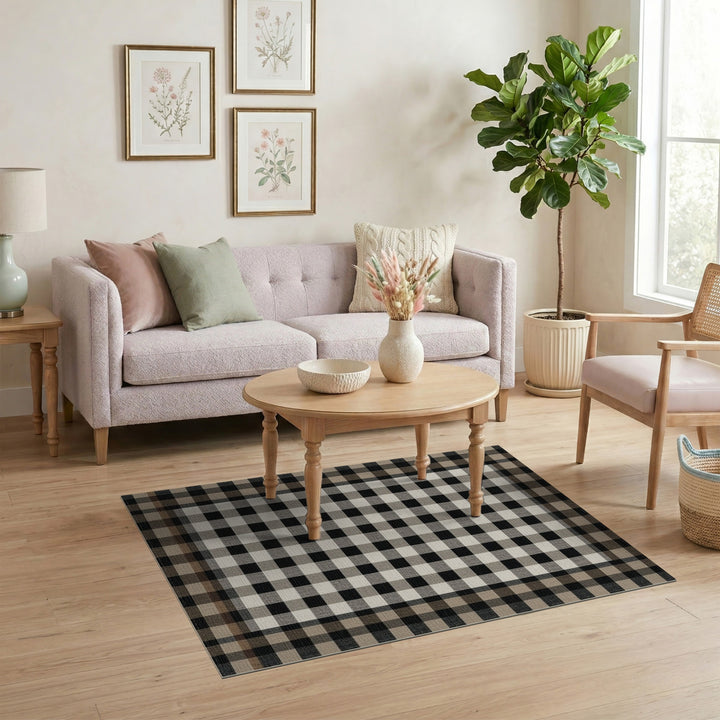 Black White Checkered Area Rug