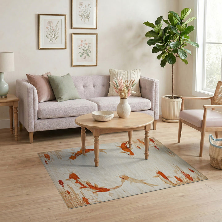 Orange Koi Fish Area Rug