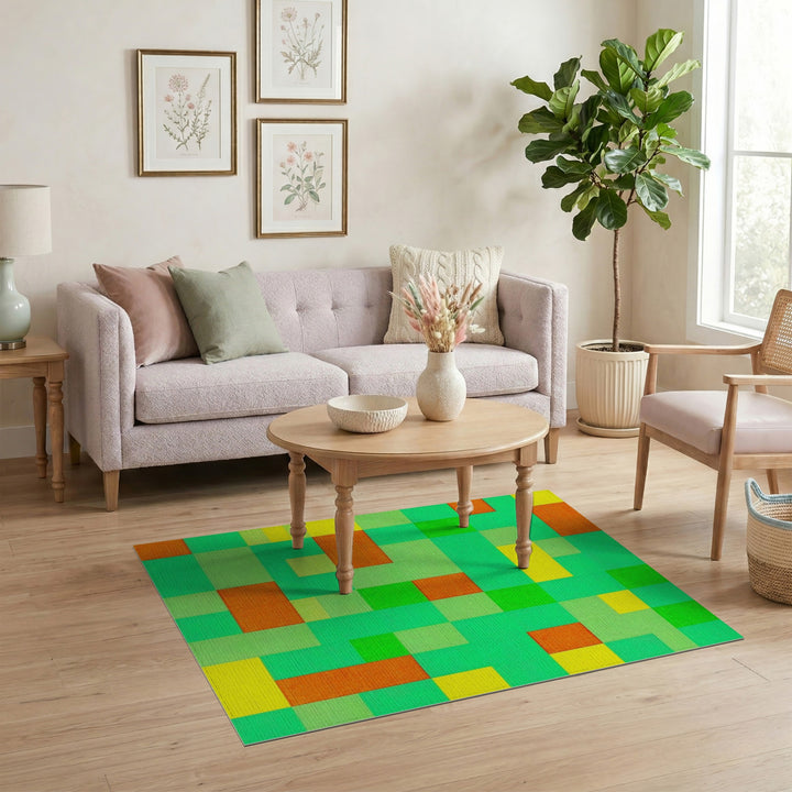 Multi-Color Geometric Green Area Rug