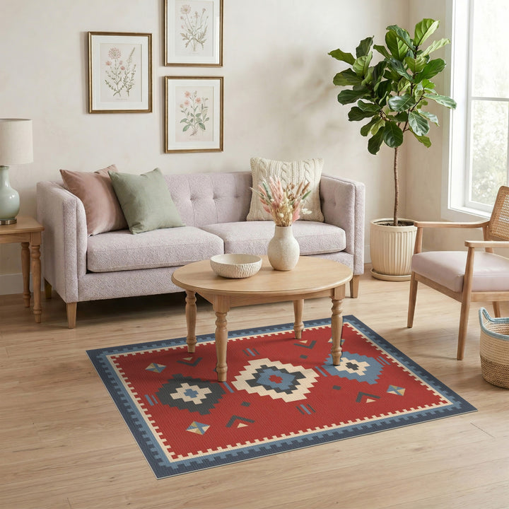 Red Southwestern Geometric Area Rug