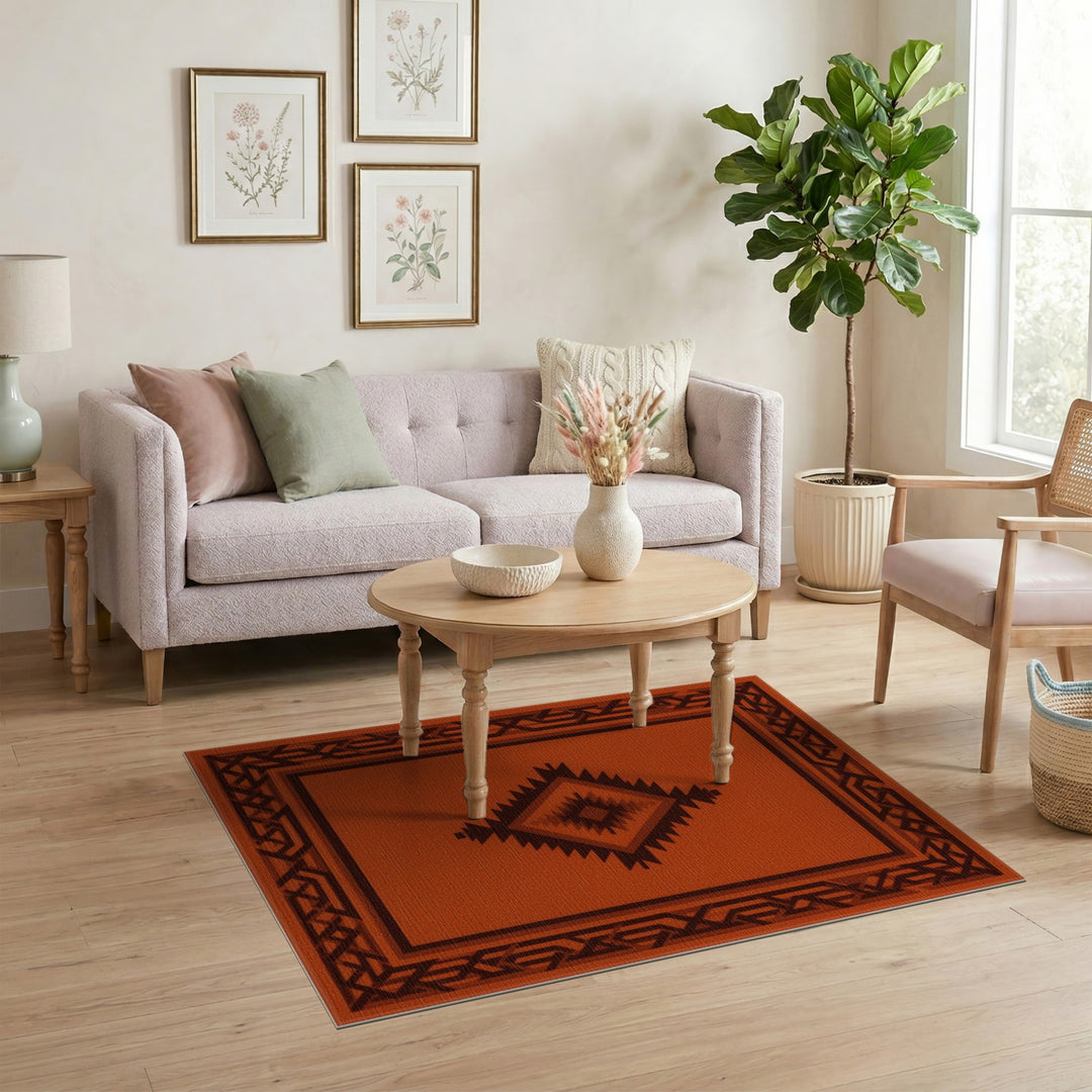 Southwestern Diamond Orange Southwestern Diamond Area Rug