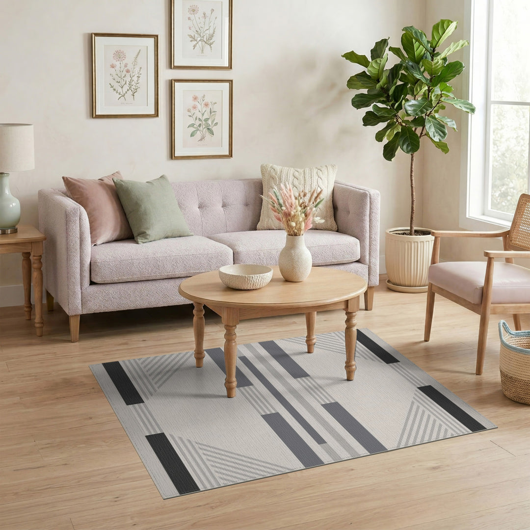 Grey Geometric Area Rug