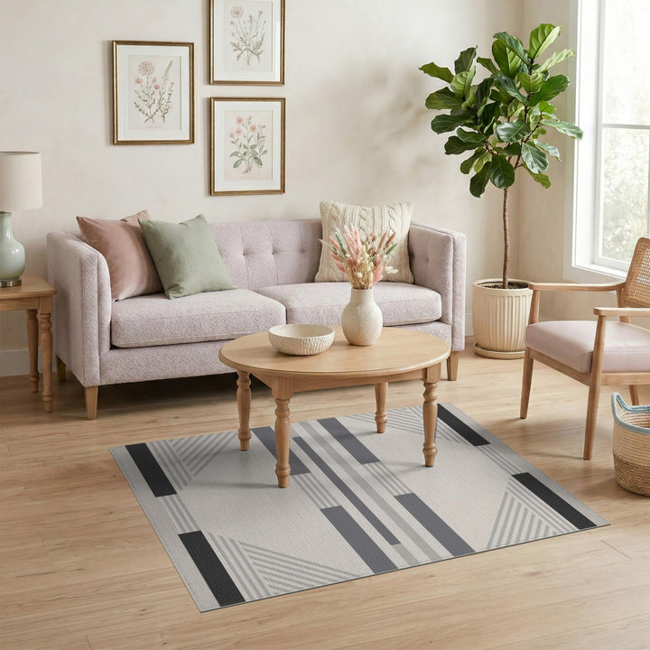 Grey Geometric Area Rug