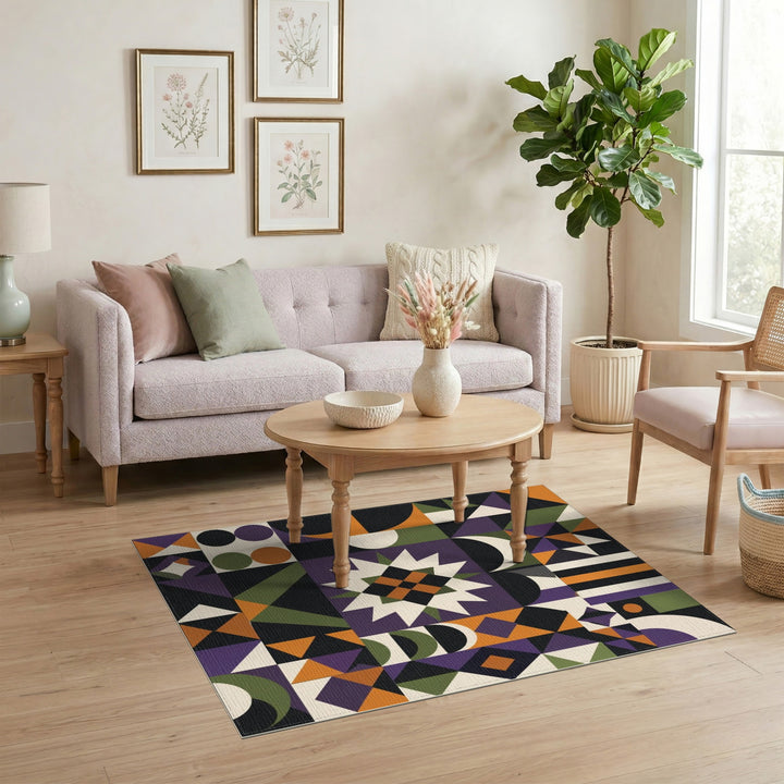 Multi-Color Geometric Starburst Area Rug