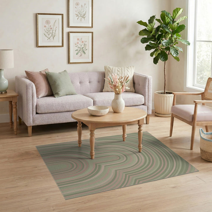 Green Geometric Arch Area Rug