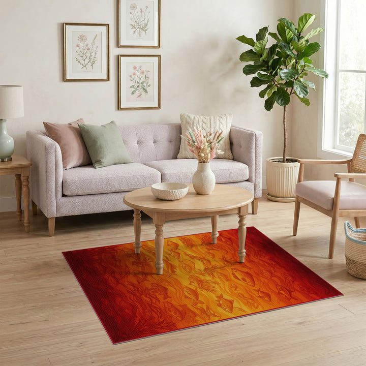 Red Fish and Seaweed Area Rug