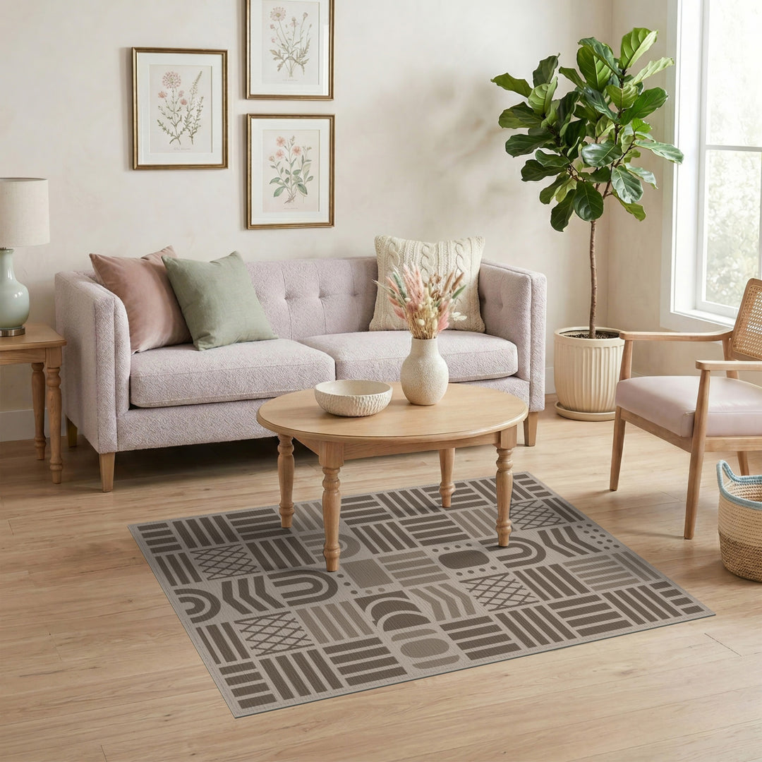 Geometric Modern Geometric Brown and Tan Area Rug