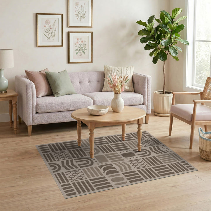 Geometric Modern Geometric Brown and Tan Area Rug