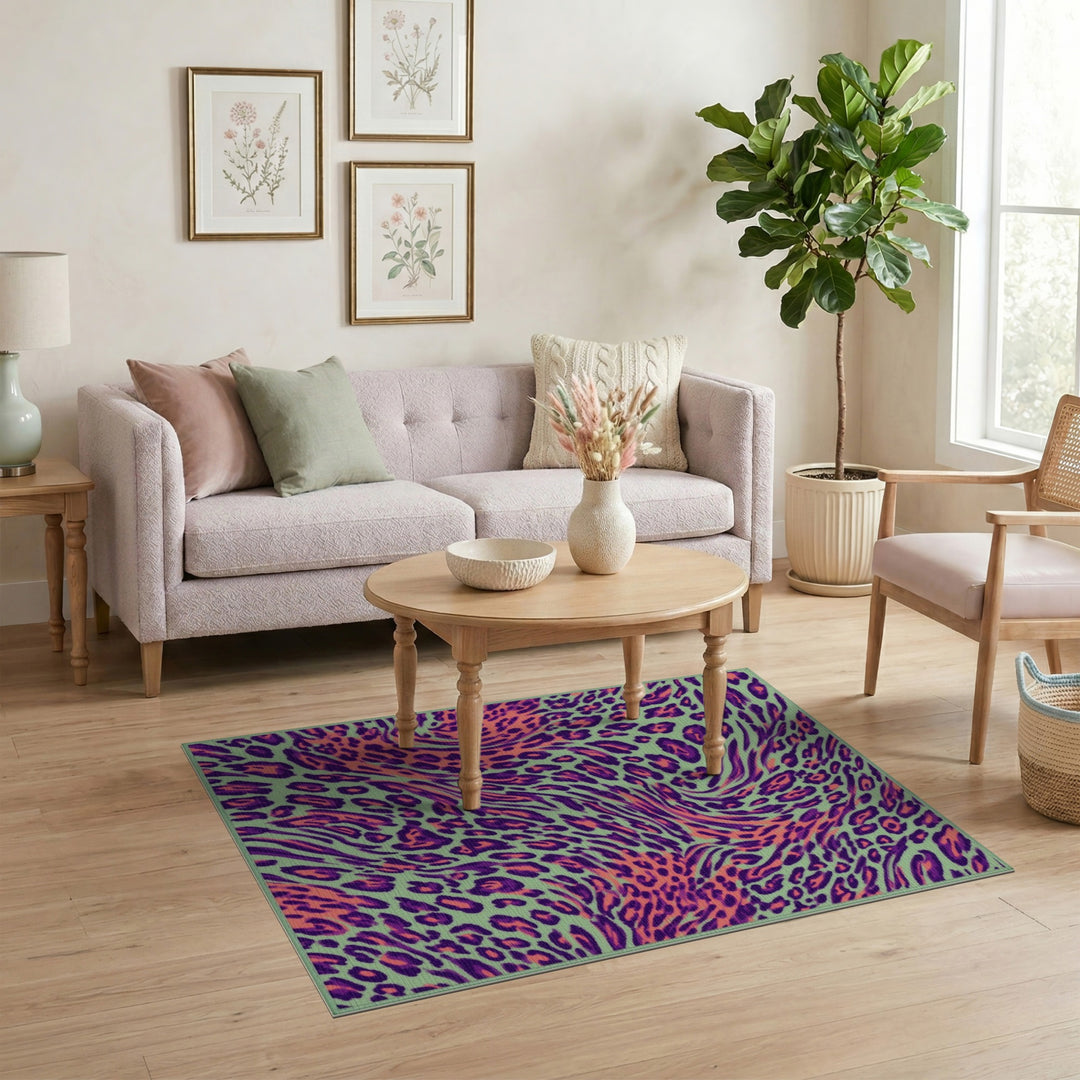 Neon Swirl Leopard Area Rug