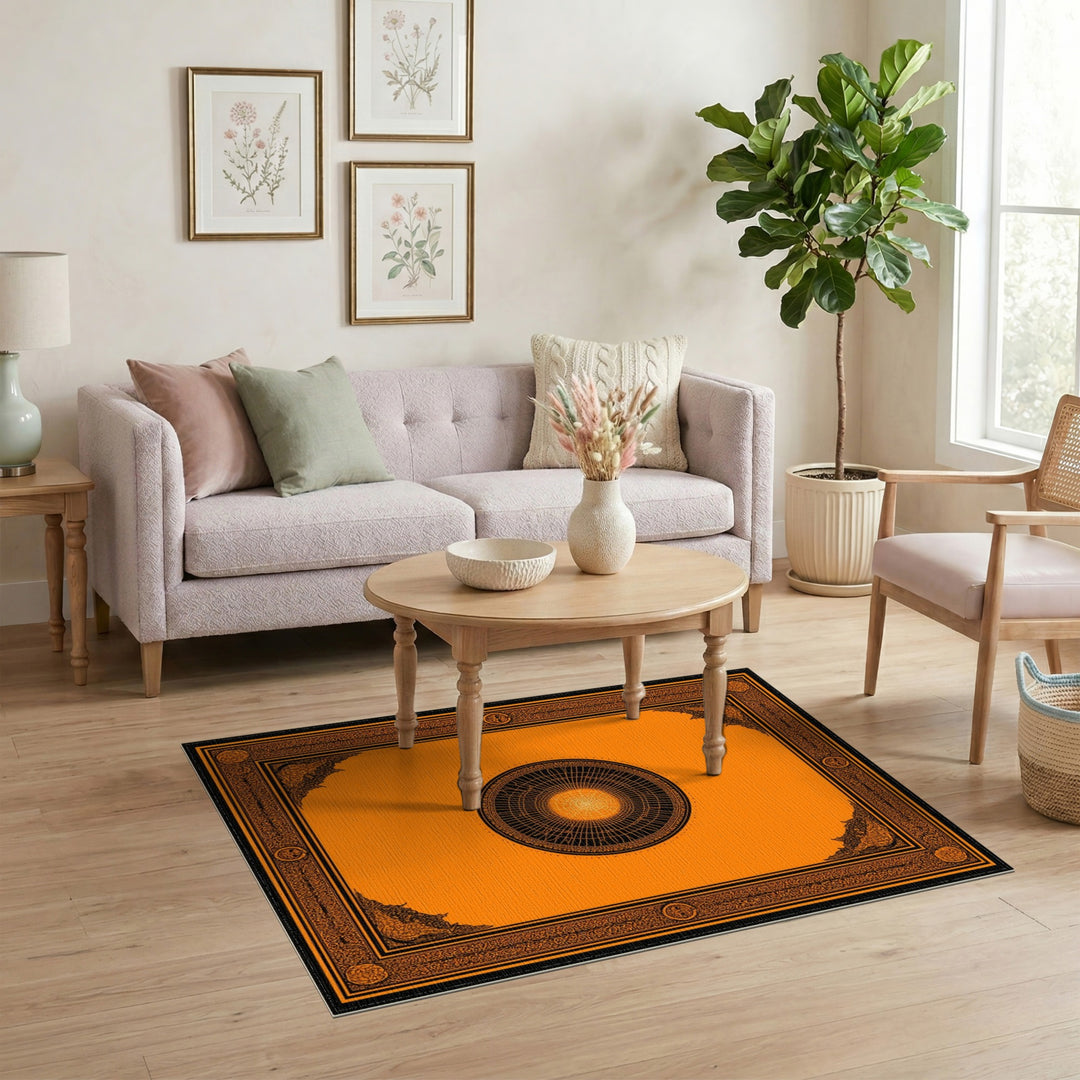 Orange Geometric Mandala Area Rug