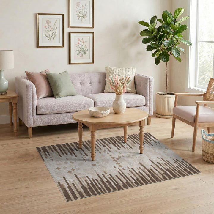 Brown Abstract Striped Area Rug