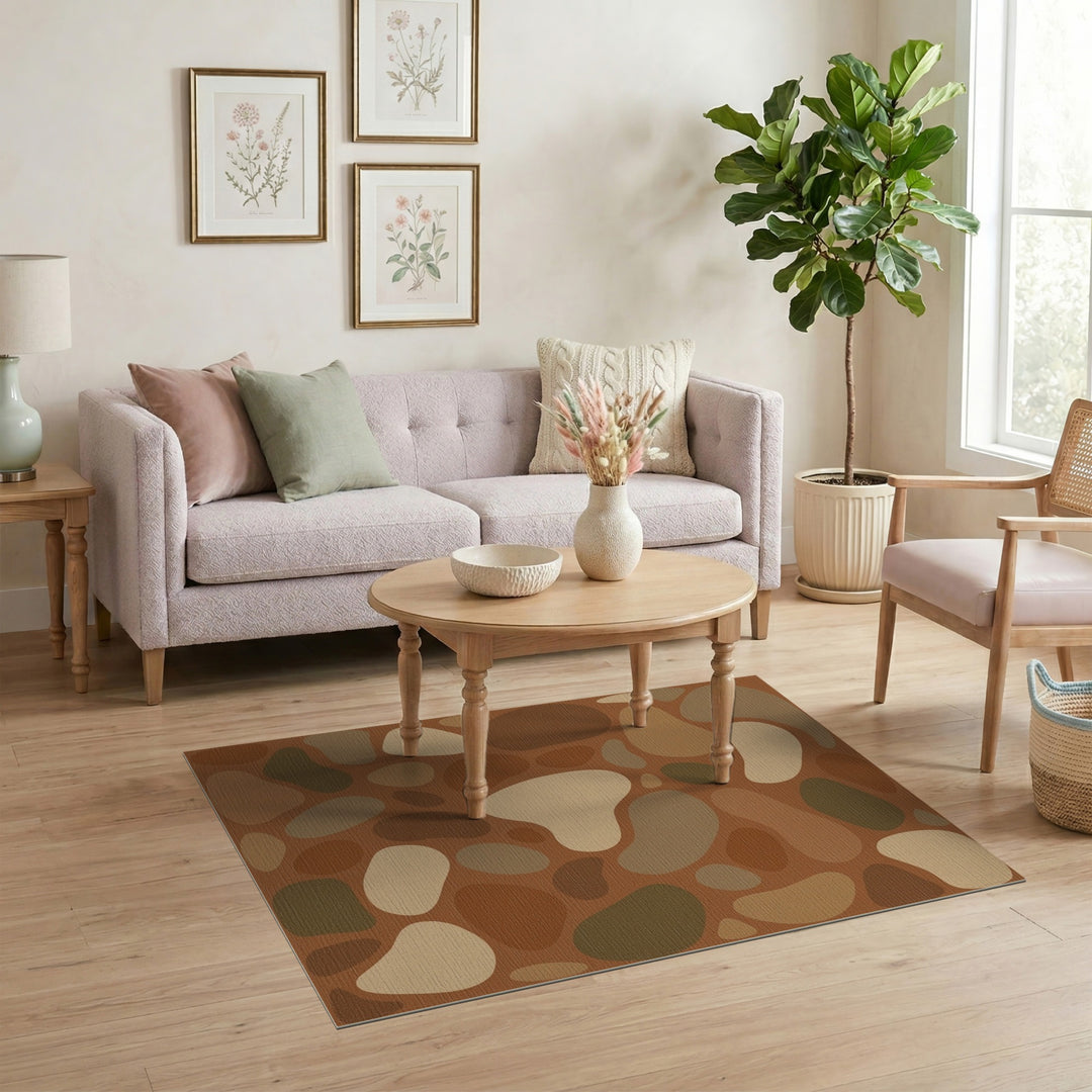 Organic Pebble Brown Tan Area Rug