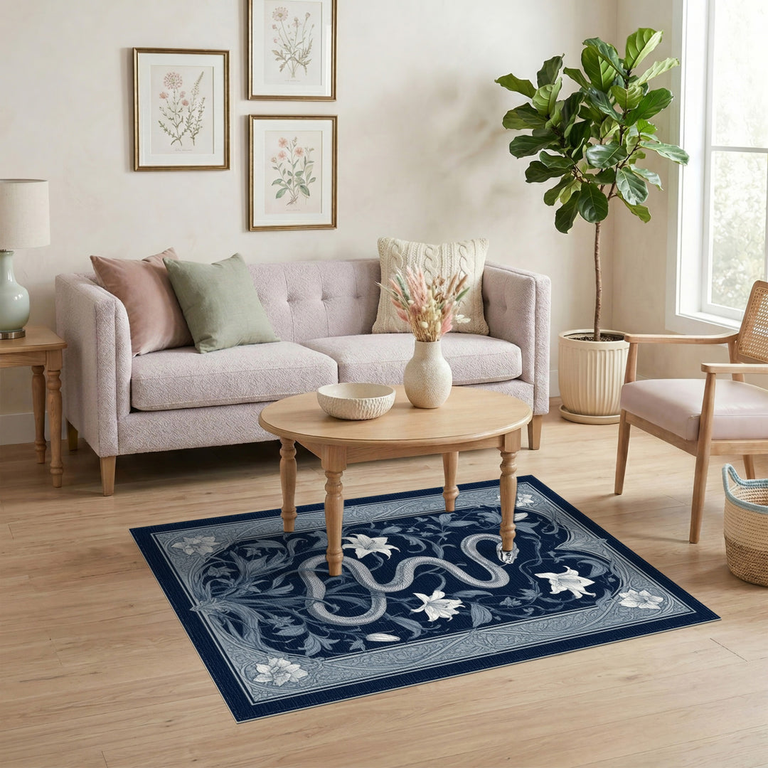 Blue Serpent Lily Area Rug