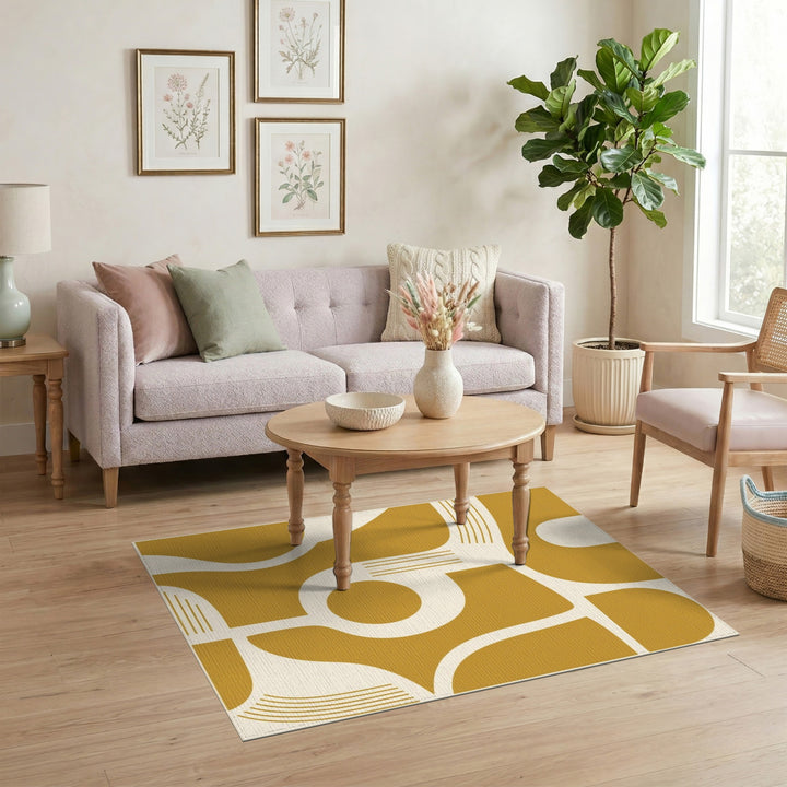 Yellow Abstract Area Rug