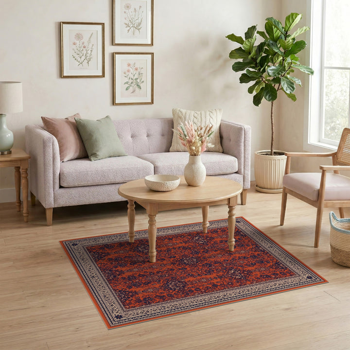 Orange Navy Persian Area Rug
