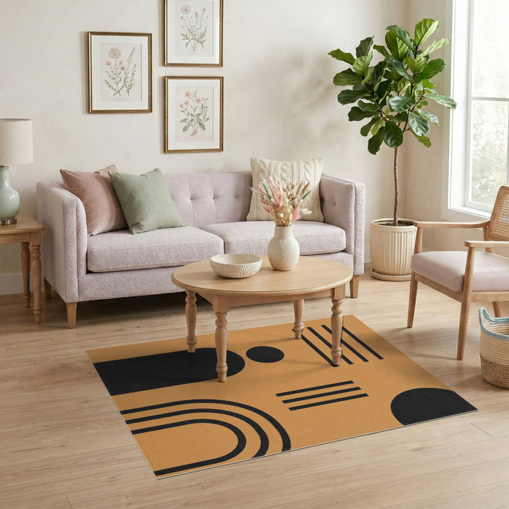 Geometric Arches Brown Tan Area Rug