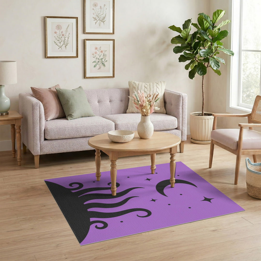Purple Celestial Moon Swirl Area Rug