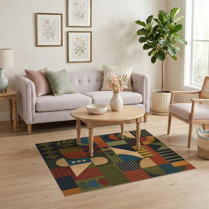 Bold Geometric Multi-Color Area Rug