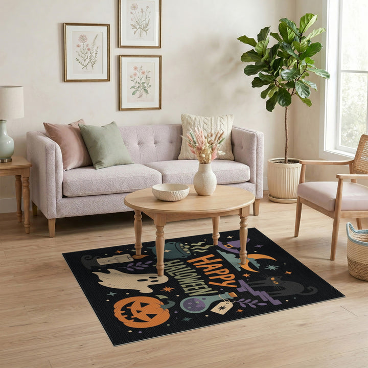 Happy Halloween Cartoon Ghost Pumpkin Area Rug