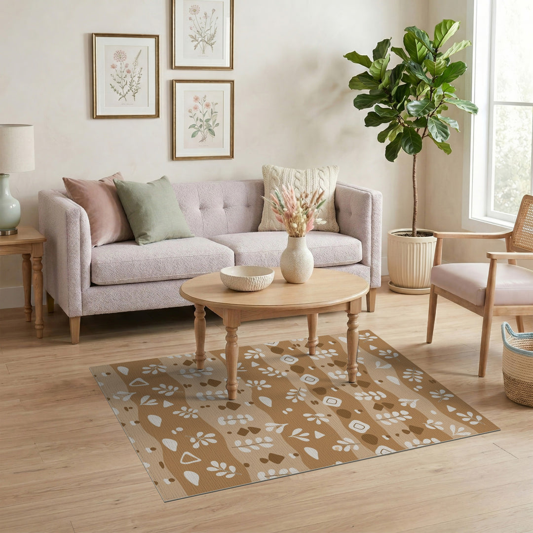 Boho Chic Brown and Tan Boho Chic Brown Tan Leaf Area Rug