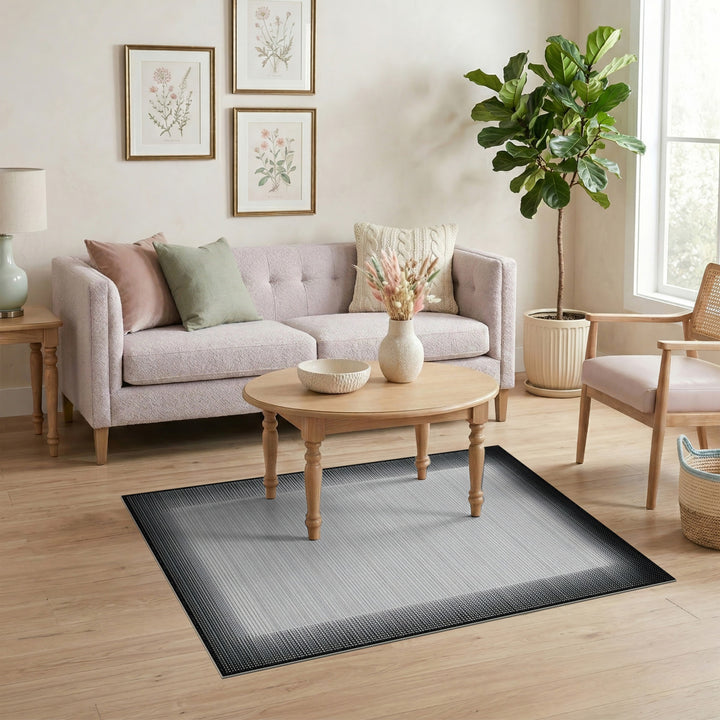 Black White Geometric Area Rug