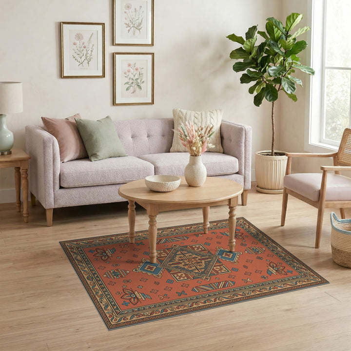 Southwestern Orange Southwestern Geometric Medallion Rug