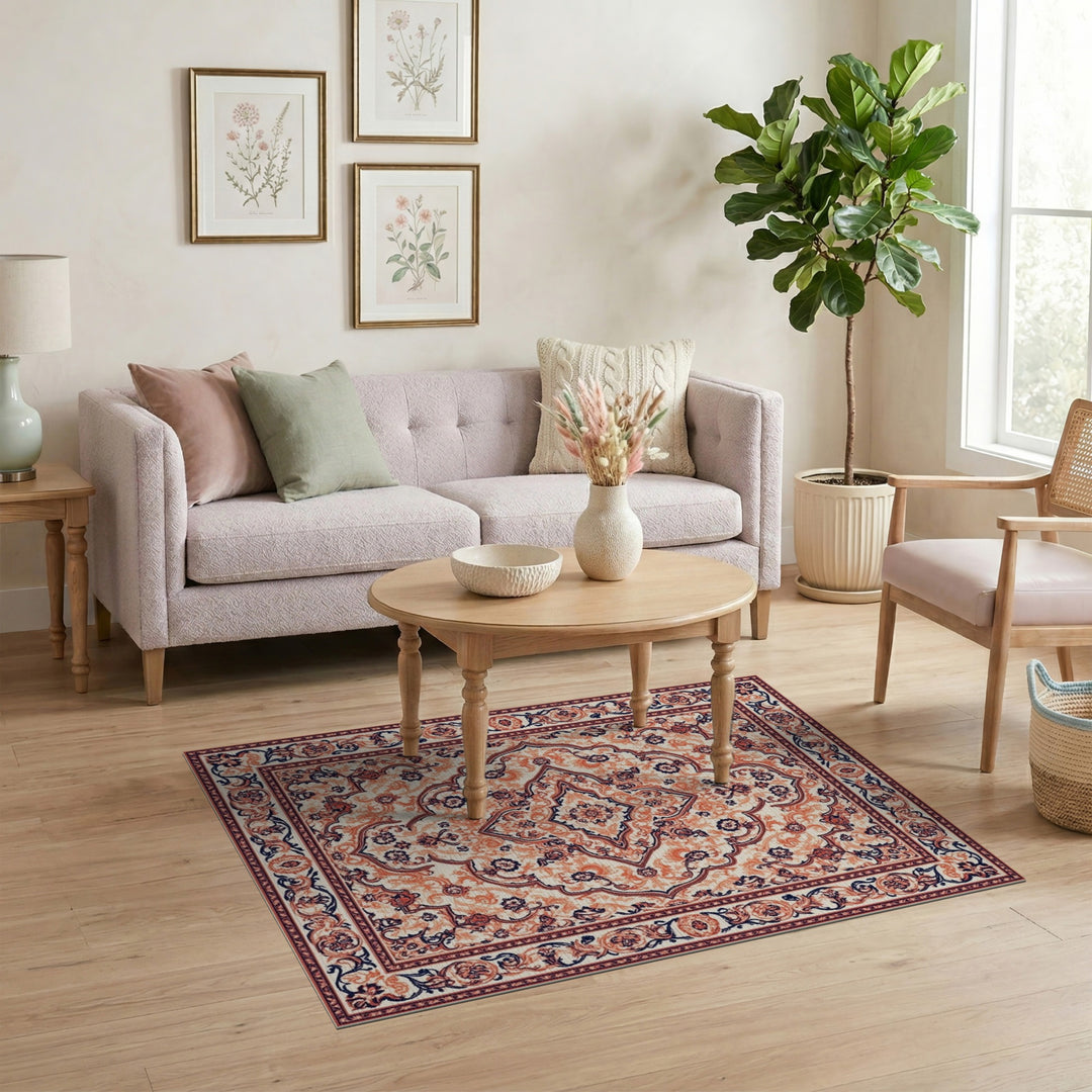 Red Traditional Persian Medallion Area Rug