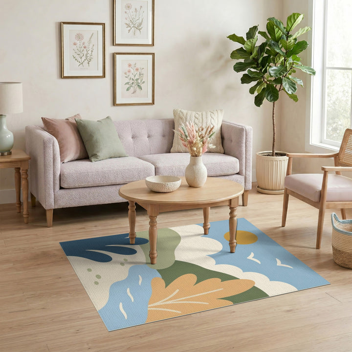 Abstract Coastal Landscape Area Rug
