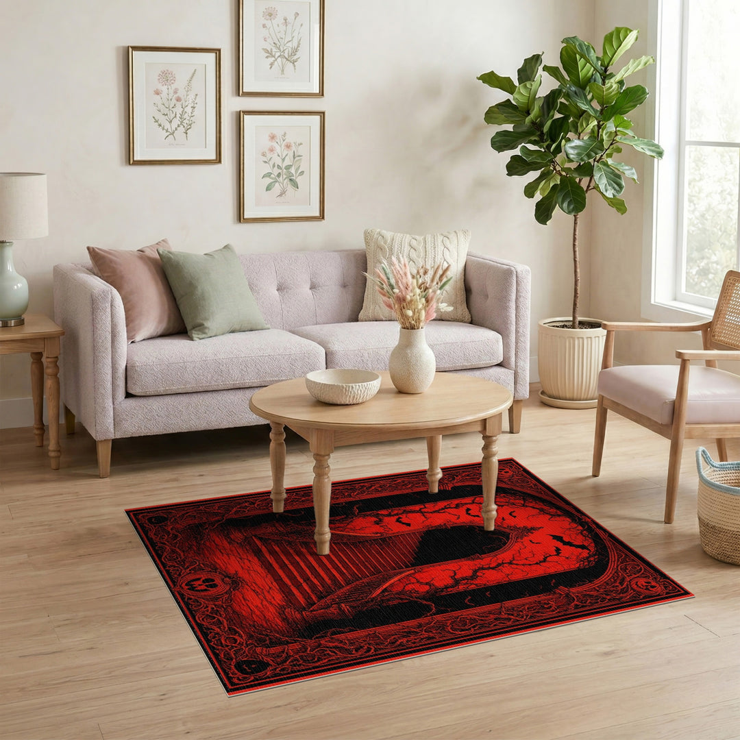 Red Gothic Distressed Vintage Staircase Rug