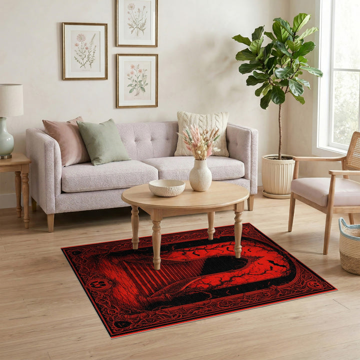 Red Gothic Distressed Vintage Staircase Rug
