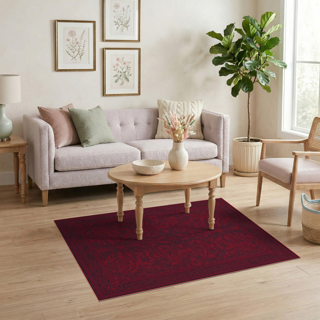 Red Dinosaur Skeleton Heritage Area Rug