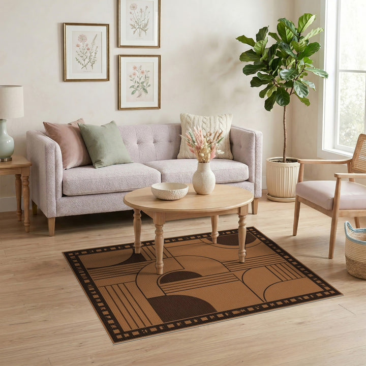 ODIKA Geometric Brown Area Rug