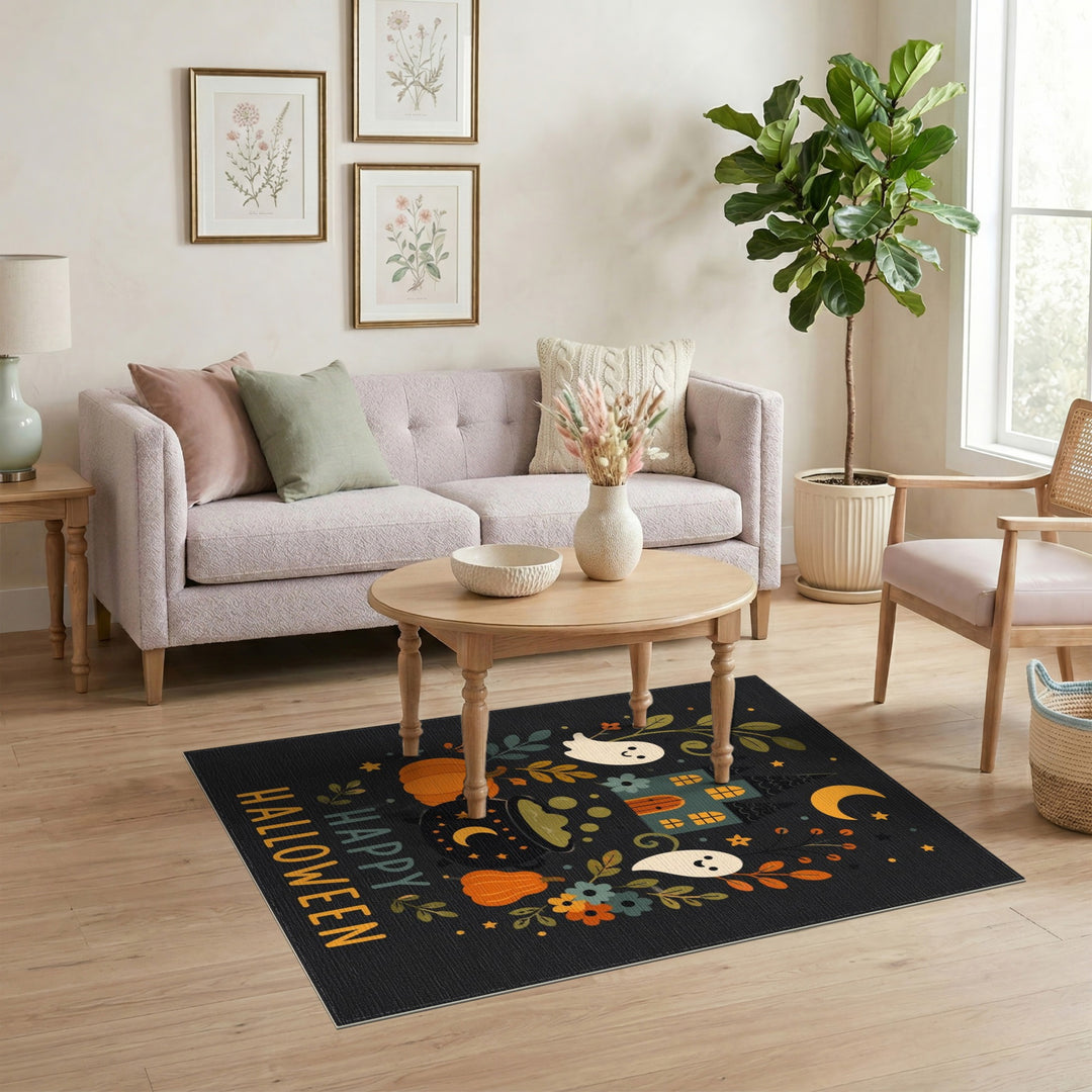 Happy Halloween Ghosts and Pumpkins Kids Rug