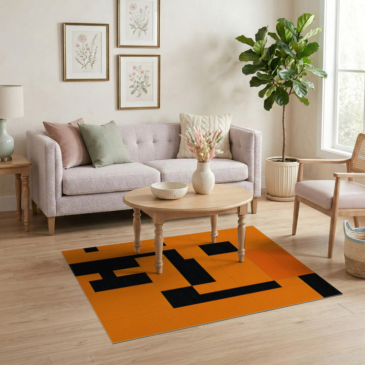 Orange Geometric Modern Area Rug