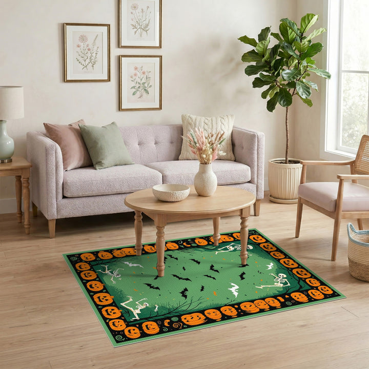 Halloween Skeletons Pumpkins Area Rug