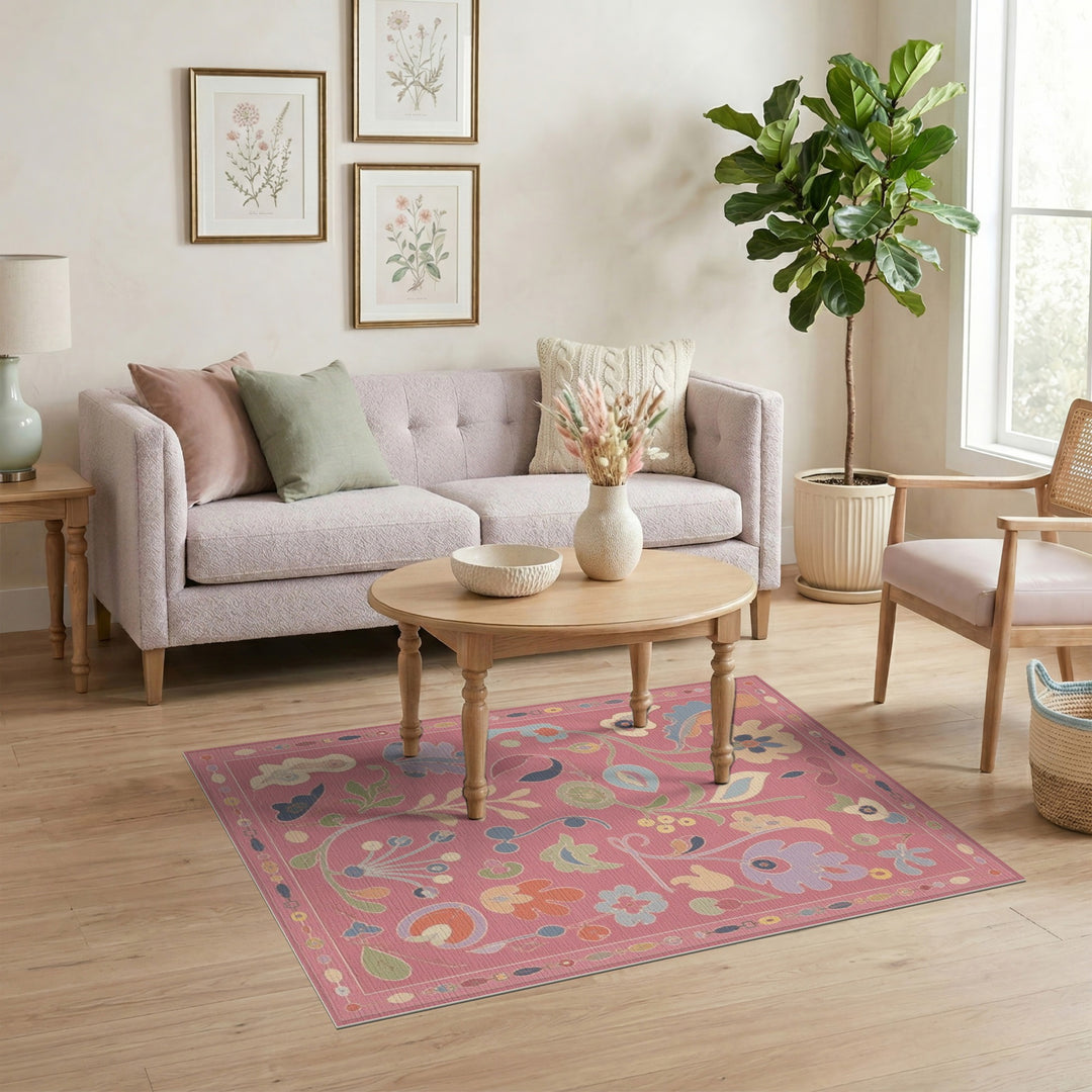Pink Floral Vintage Area Rug