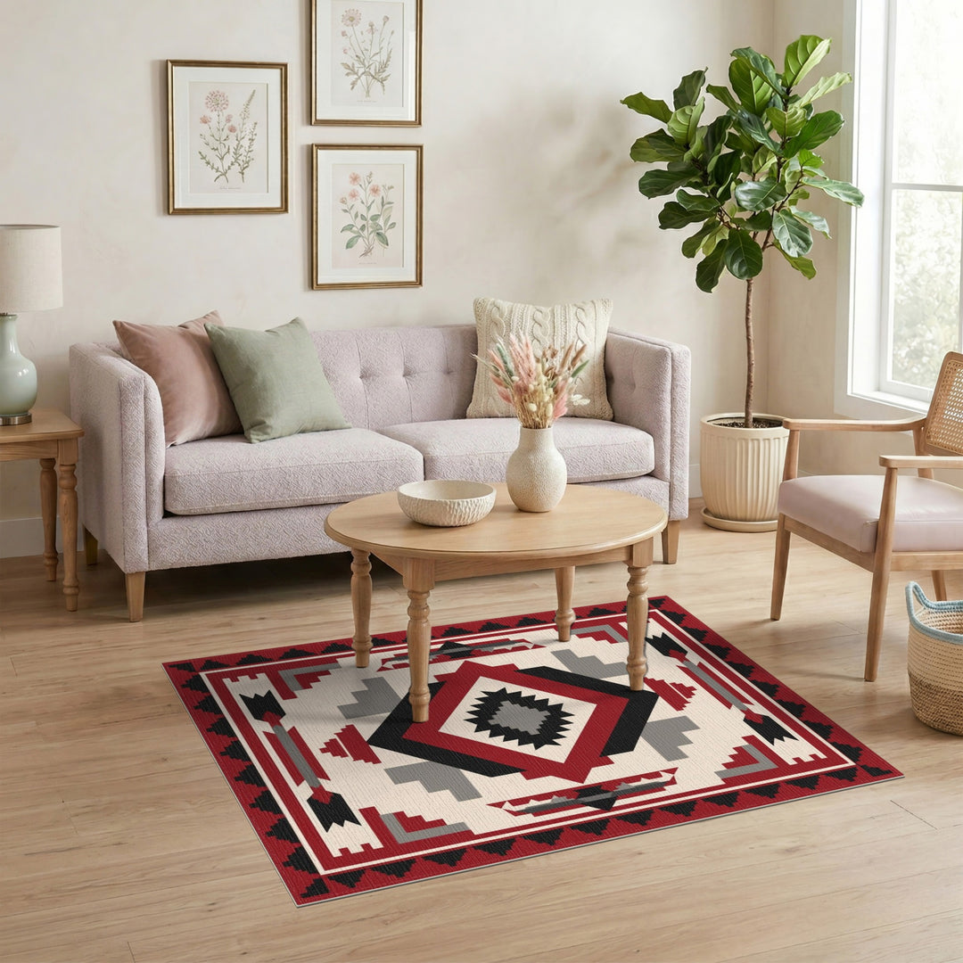 Red Southwestern Geometric Area Rug