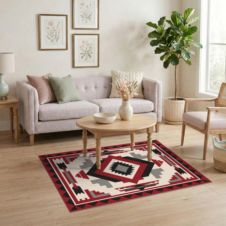 Red Southwestern Geometric Area Rug