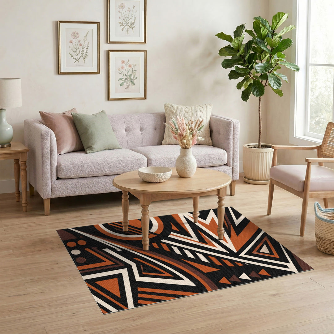 Brown and Tan Bold Geometric Brown Area Rug