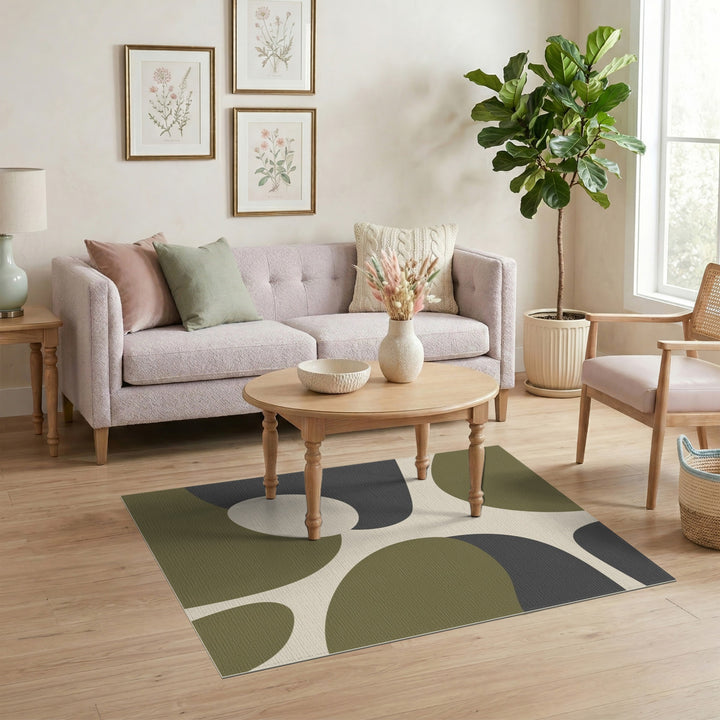 Green Organic Abstract Area Rug