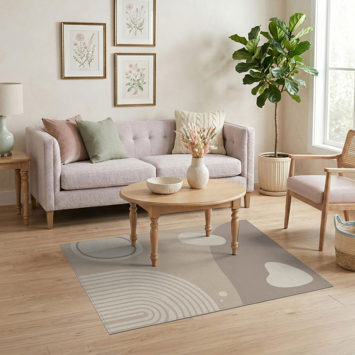 Beige Abstract Area Rug
